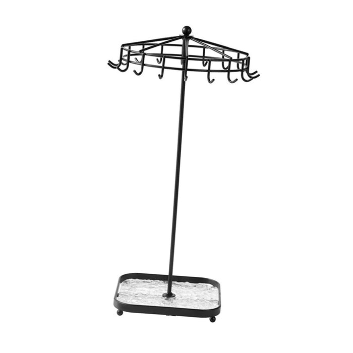 Rotating Jewelry Holder Iron Jewelry Display Rack for Necklace Ring Bracelet Black