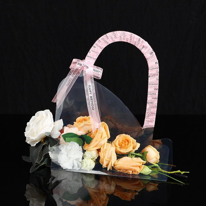 12Pcs Transparent Flower Bouquet Bags Simple for Proposal Graduation Wedding Heart