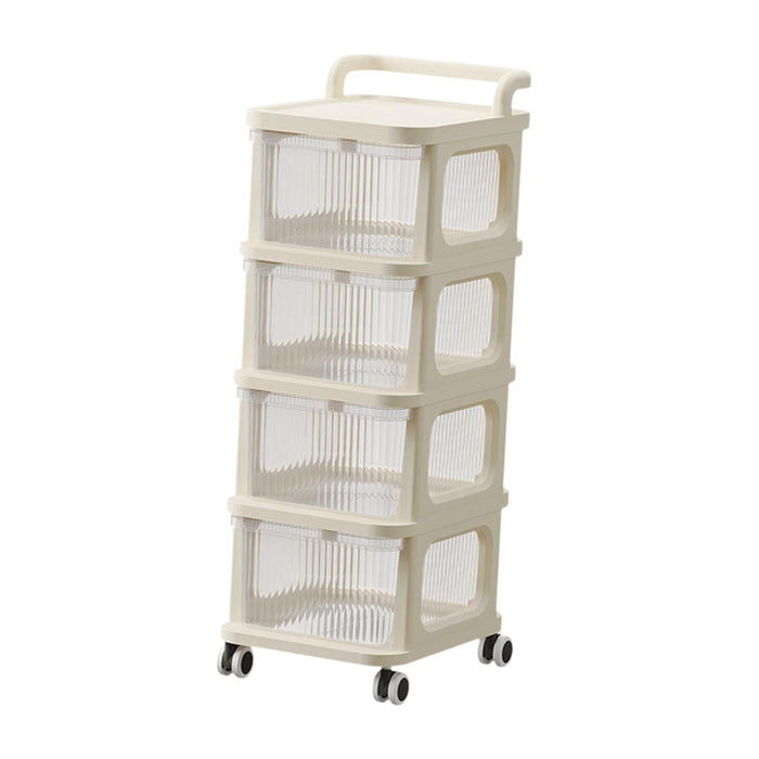 Crofta Rolling Cart with Wheel Easy Assemble Multipurpose Utility Cart Storage Bins 4 Tiers