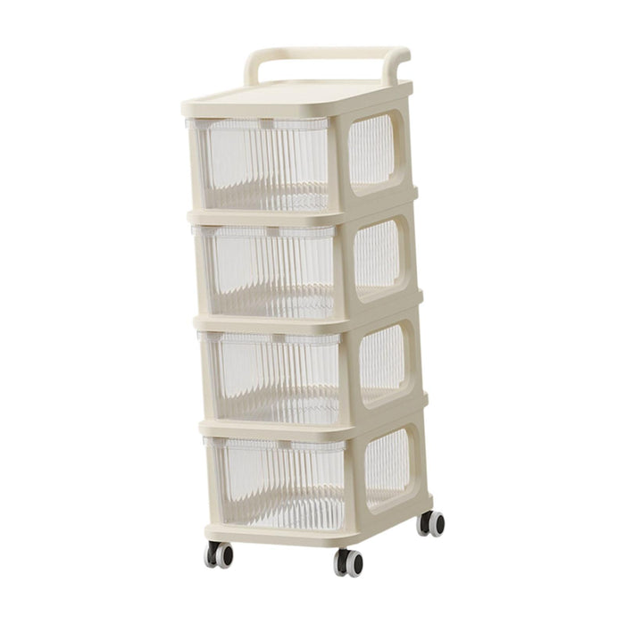 Crofta Rolling Cart with Wheel Easy Assemble Multipurpose Utility Cart Storage Bins 4 Tiers