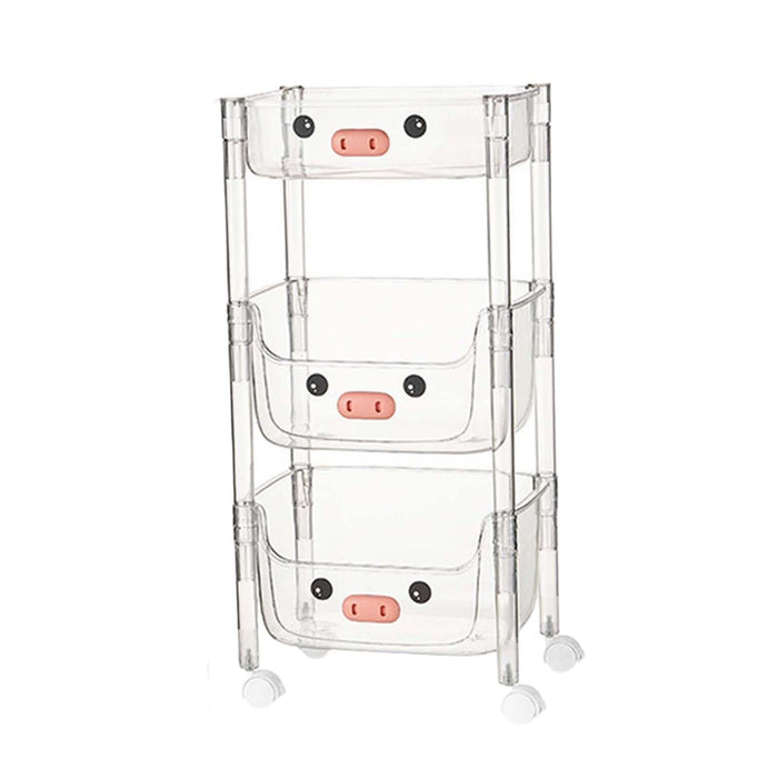 Crofta Multi Tier Rolling Cart Convenient Storage Cart for Bedroom Bathroom Library Flat tops 3 layer