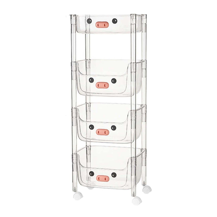 Crofta Multi Tier Rolling Cart Convenient Storage Cart for Bedroom Bathroom Library Flat top 4 layer