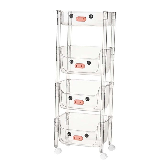 Crofta Multi Tier Rolling Cart Convenient Storage Cart for Bedroom Bathroom Library Flat top 4 layer