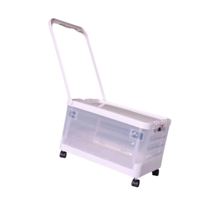 Storage Bin with Wheels and Pull Handle Folding Lidded Car Trunk Storage Box Clear