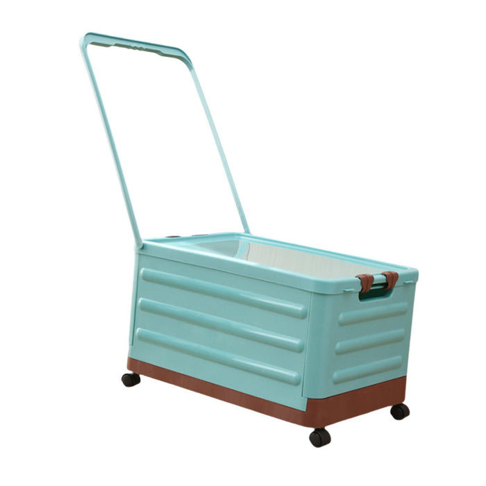 Crofta Storage Bin with Wheels and Pull Handle Folding Lidded Car Trunk Storage Box Blue