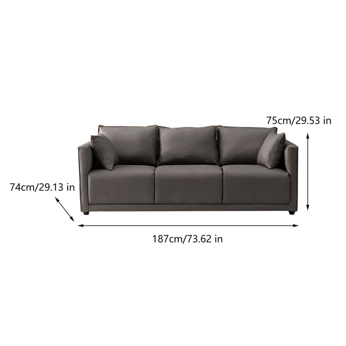 3 Seater Couch Modern 74 inch Leisure Sofa for Indoor Living Room Guest Room Grey