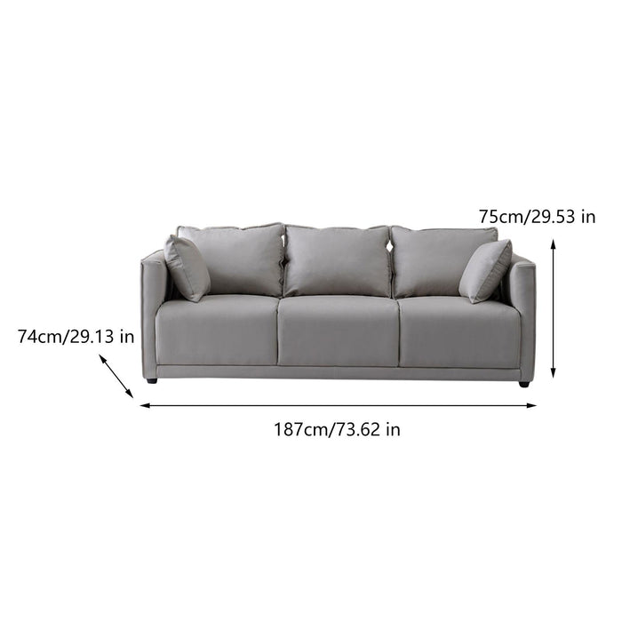 3 Seater Couch Modern 74 inch Leisure Sofa for Indoor Living Room Guest Room LIght Grey