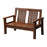 Crofta Wood Bench with Backrest and Armrest Wooden Bench for Park Patio Front Porch 2 Seater