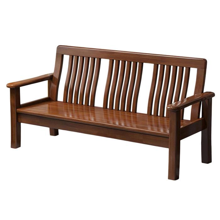 Crofta Wood Bench with Backrest and Armrest Wooden Bench for Park Patio Front Porch 3 Seater