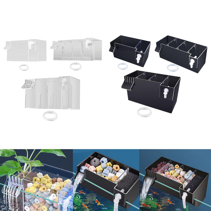 Aquarium Hang on Filter Box Drip Flow Box Waterfall Fish Tank Top Filter Box Clear 18x10.5x10cm