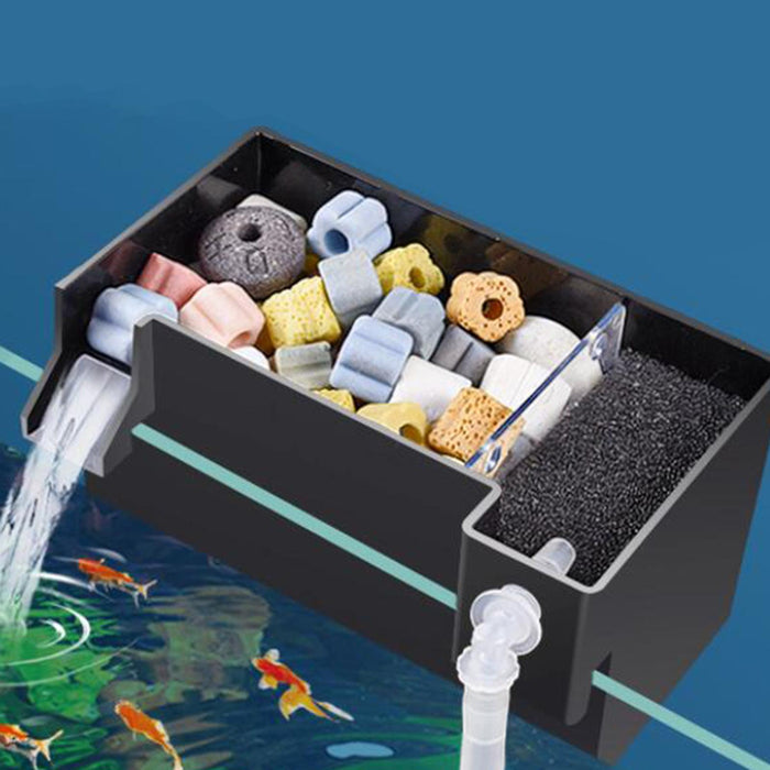 Aquarium Hang on Filter Box Drip Flow Box Waterfall Fish Tank Top Filter Box Black 18x10.5x10cm