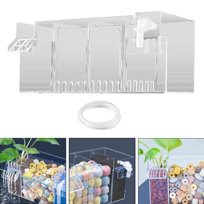 Aquarium Hang on Filter Box Drip Flow Box Waterfall Fish Tank Top Filter Box Clear 24x10.5x10cm