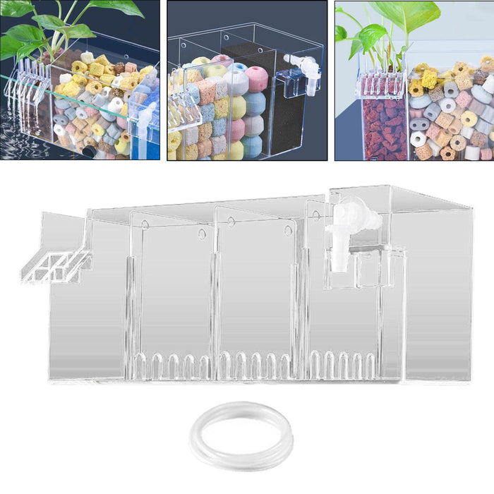 Aquarium Hang on Filter Box Drip Flow Box Waterfall Fish Tank Top Filter Box Clear 24x10.5x10cm