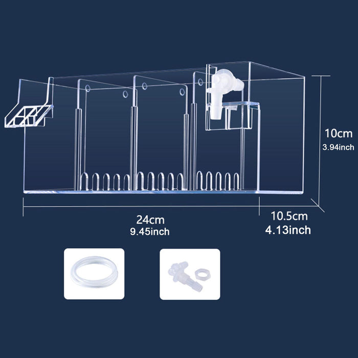 Aquarium Hang on Filter Box Drip Flow Box Waterfall Fish Tank Top Filter Box Clear 24x10.5x10cm