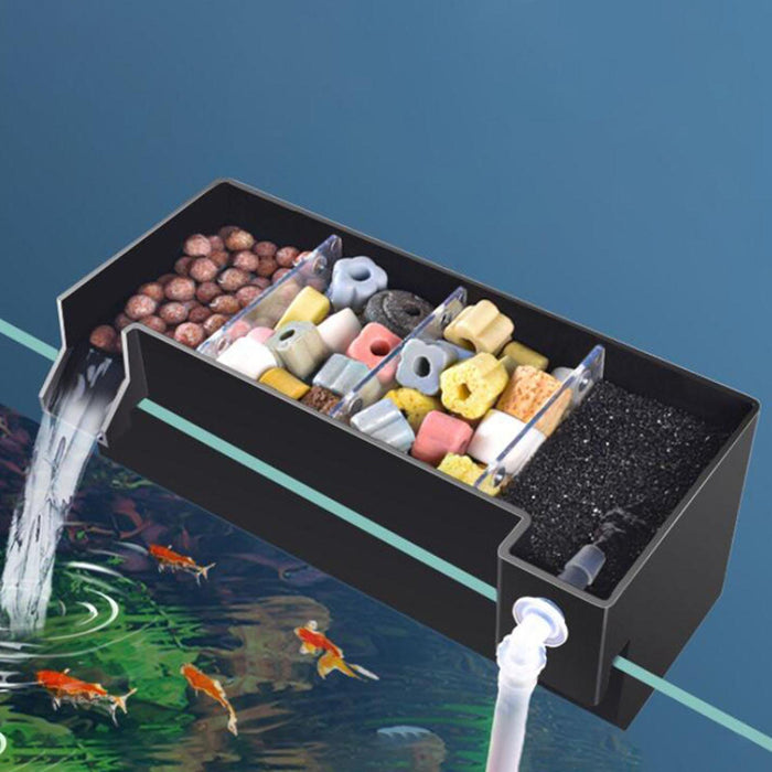 Aquarium Hang on Filter Box Drip Flow Box Waterfall Fish Tank Top Filter Box Black 24x10.5x10cm