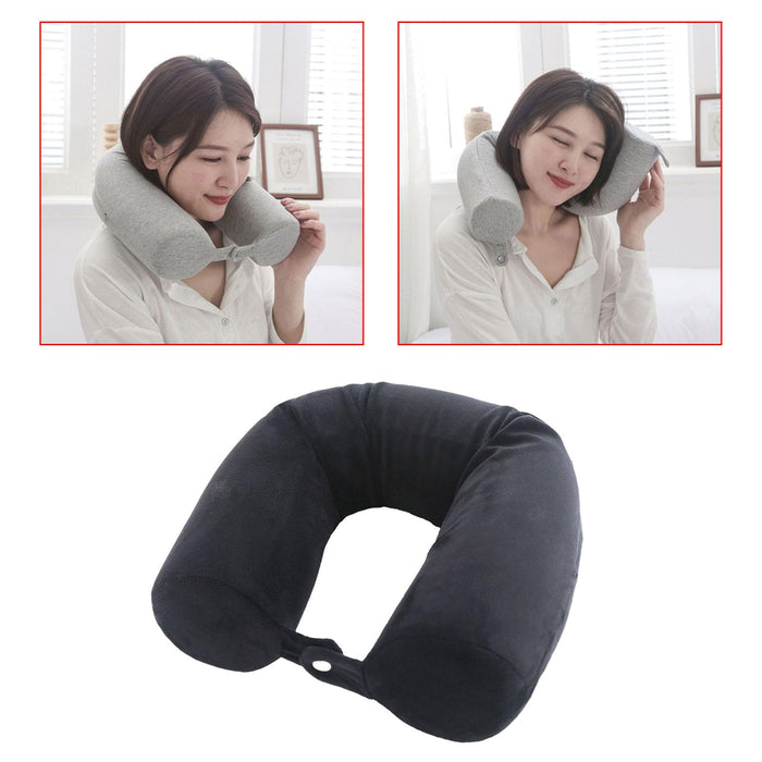 Travel Pillow Ergonomic Neck Support Pillow for Home Traveling Sleeping Black