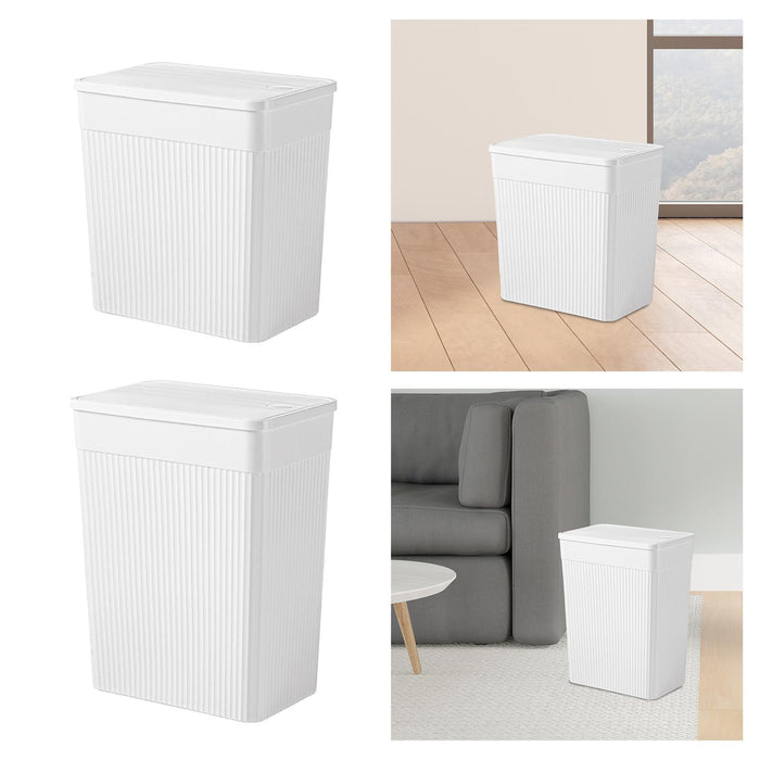 Trash Can with Lid Paper Basket Waste Bin for Kitchen Dorm Living Room 26x17.5x26 cm