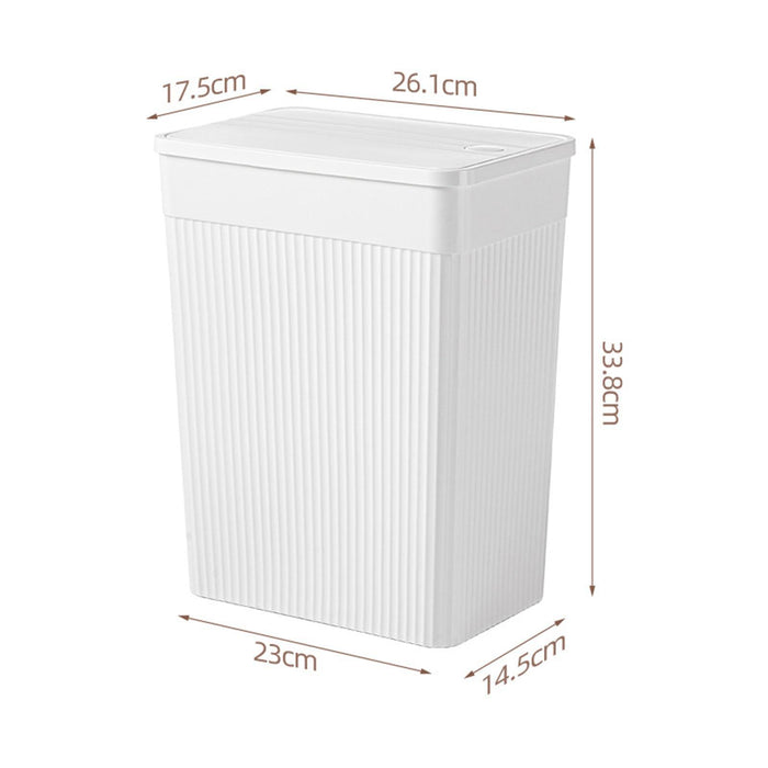 Trash Can with Lid Paper Basket Waste Bin for Kitchen Dorm Living Room 26x17.5x34 cm