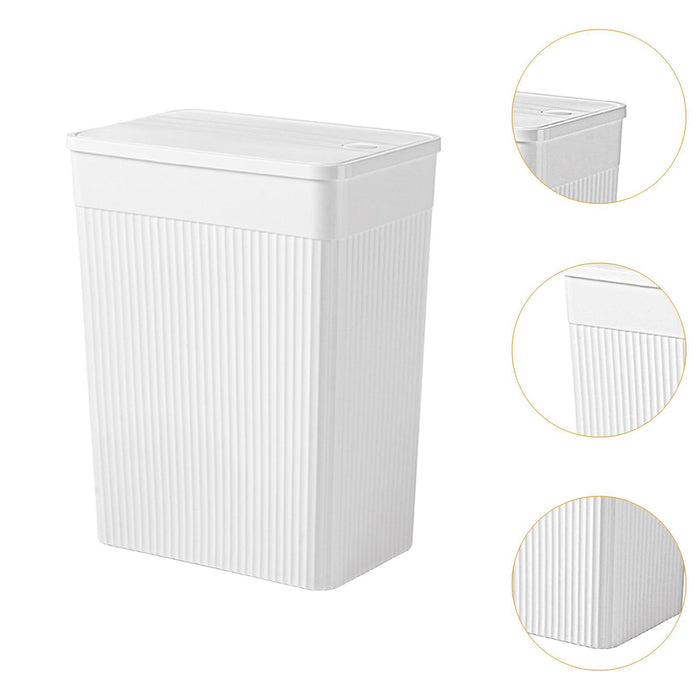 Trash Can with Lid Paper Basket Waste Bin for Kitchen Dorm Living Room 26x17.5x34 cm