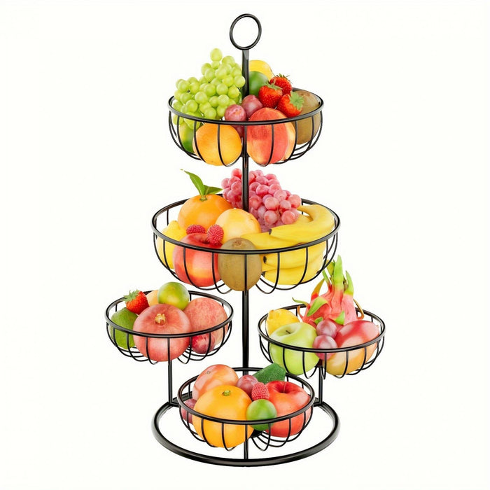 5 Tiered Wire Basket Stand Countertop Vegetable Bowl for Bread Onion Storage