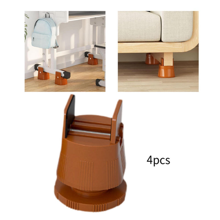 4 Pieces Furniture Risers Bed Lifters Bed Risers for Dining Room Shelf Couch Height 6cm to 8cm Brown