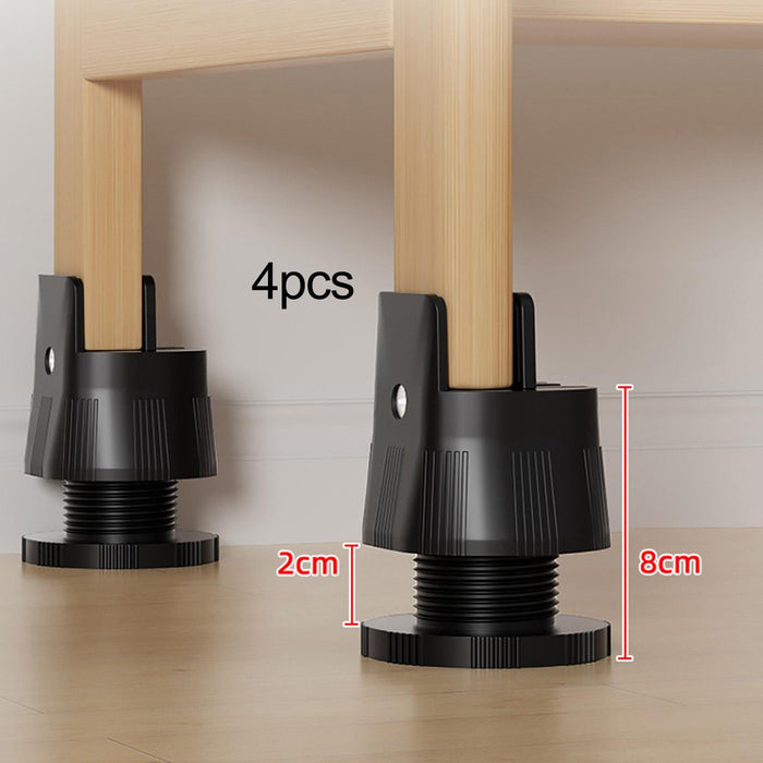 4 Pieces Furniture Risers Bed Lifters Bed Risers for Dining Room Shelf Couch Height 6cm to 8cm Black