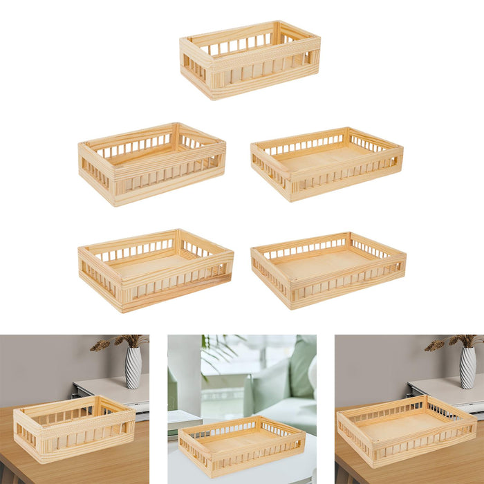 Wood Storage Basket Dresser Decorative Basket for Snacks Vegetables Books S