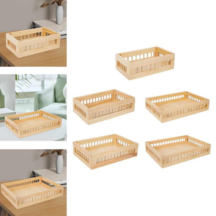 Wood Storage Basket Dresser Decorative Basket for Snacks Vegetables Books S