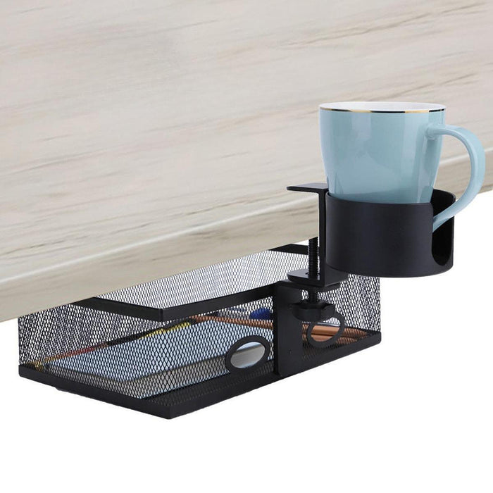 Under Desk Drawer Tray Rotates 360 Degrees with Cup Holder for Pantry Office