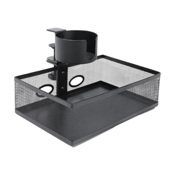 Under Desk Drawer Tray Rotates 360 Degrees with Cup Holder for Pantry Office