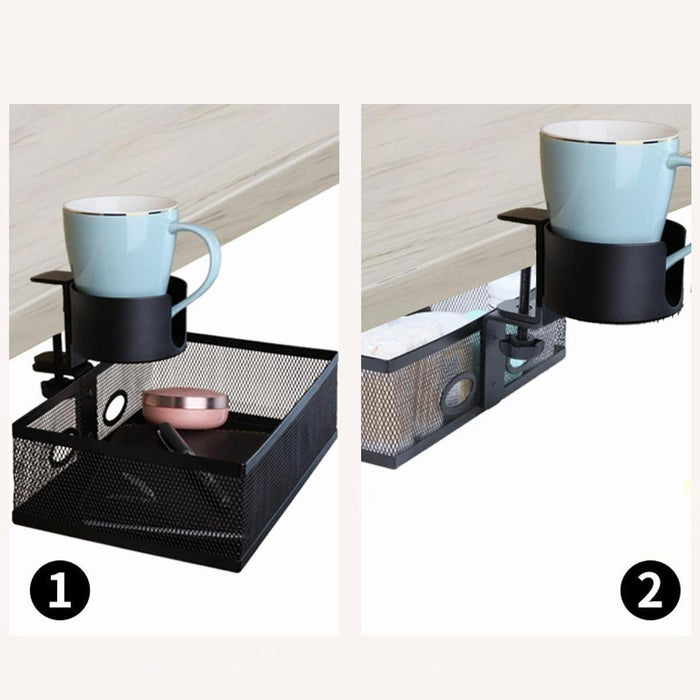 Under Desk Drawer Tray Rotates 360 Degrees with Cup Holder for Pantry Office