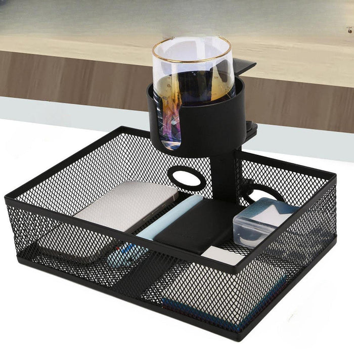 Under Desk Drawer Tray Rotates 360 Degrees with Cup Holder for Pantry Office