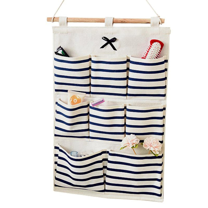 Wall Hanging Bag Modern over The Door Holder Case for Home Bathroom Wardrobe Blue with 8 Pockets