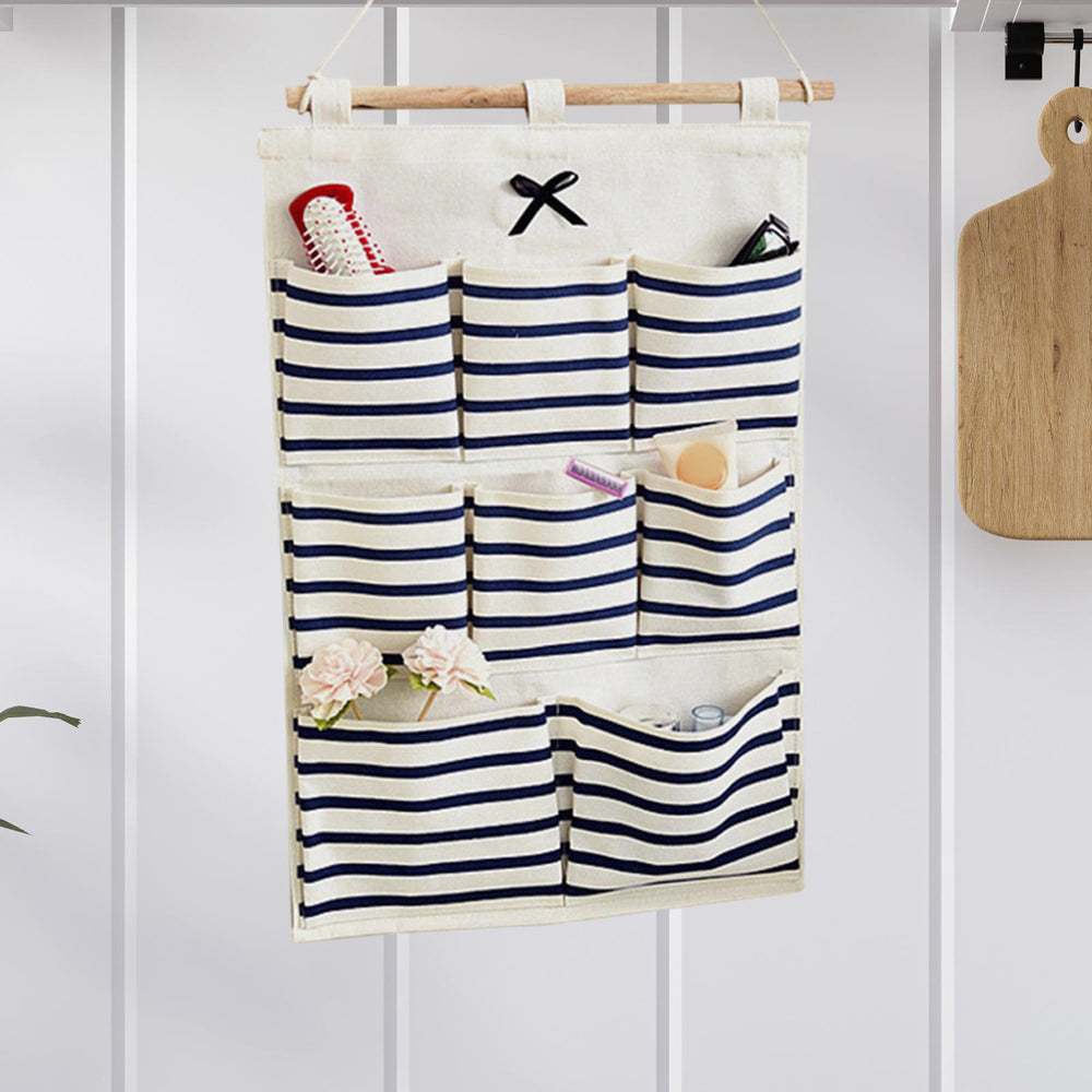 Wall Hanging Bag Modern over The Door Holder Case for Home Bathroom Wardrobe Blue with 8 Pockets