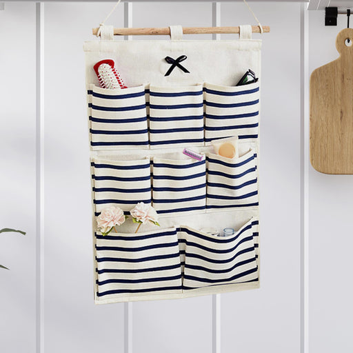 Wall Hanging Bag Modern over The Door Holder Case for Home Bathroom Wardrobe Blue with 8 Pockets