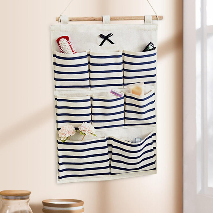 Wall Hanging Bag Modern over The Door Holder Case for Home Bathroom Wardrobe Blue with 8 Pockets