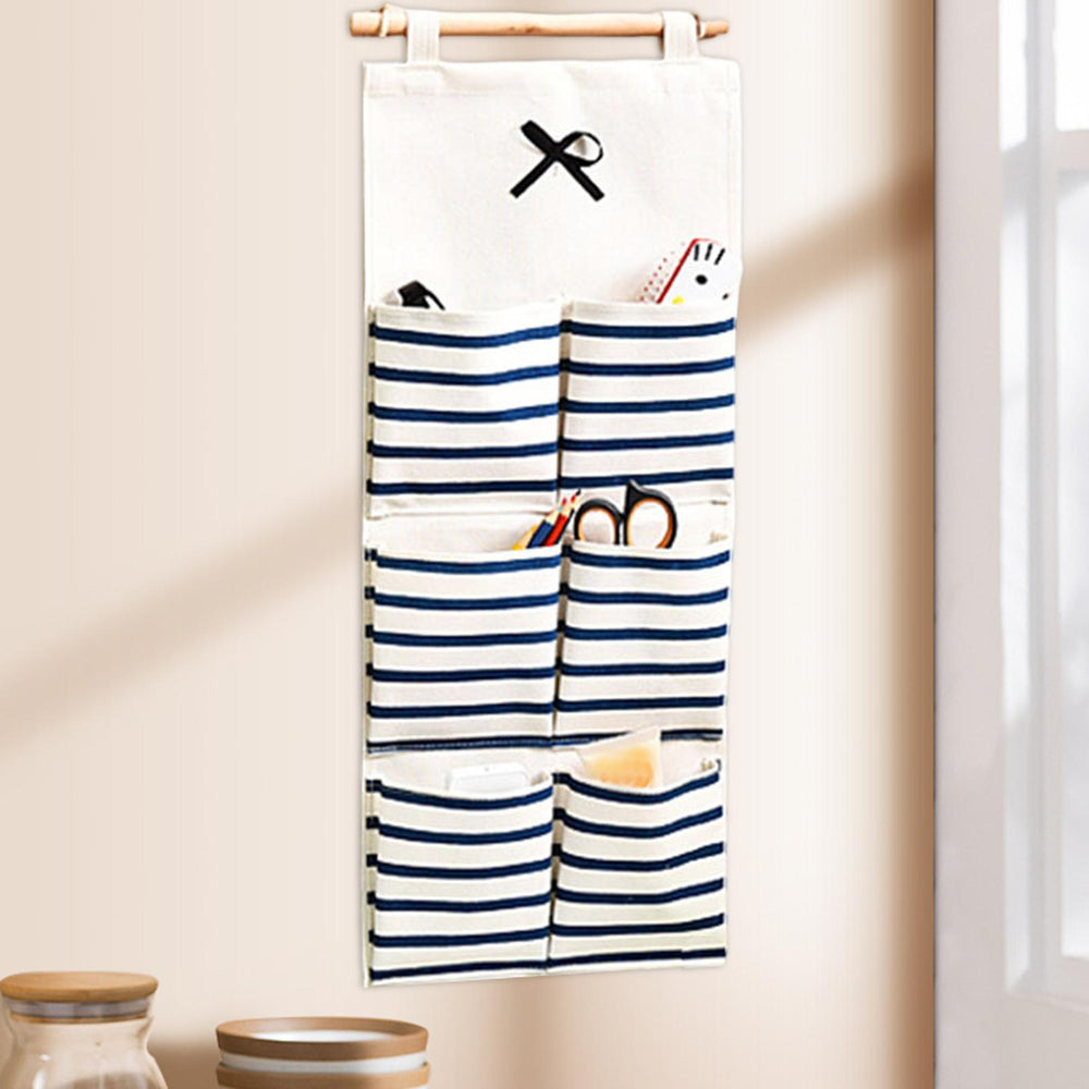 Wall Hanging Bag Modern over The Door Holder Case for Home Bathroom Wardrobe Blue with 6 Pockets