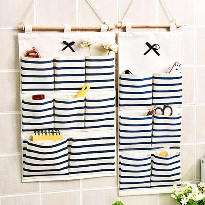 Wall Hanging Bag Modern over The Door Holder Case for Home Bathroom Wardrobe Blue with 6 Pockets