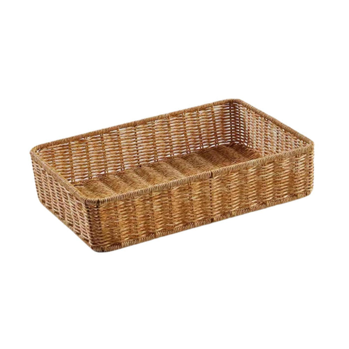 Woven Storage Basket Decorative Simple Bread Basket for Books Cosmetics Toys 35cmx24cmx8cm