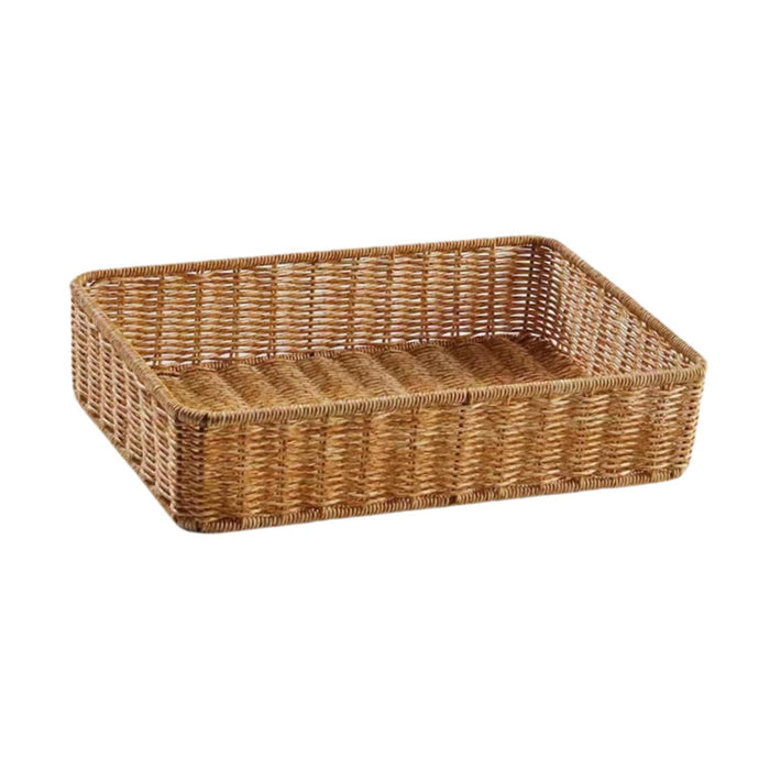 Woven Storage Basket Decorative Simple Bread Basket for Books Cosmetics Toys 35cmx24cmx8cm