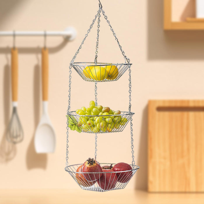 3 Tier Fruit Hanging Basket Removable for Bathroom Kitchen Cleaning Supplies