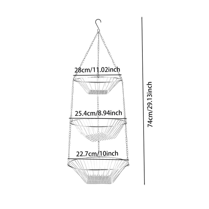 3 Tier Fruit Hanging Basket Removable for Bathroom Kitchen Cleaning Supplies