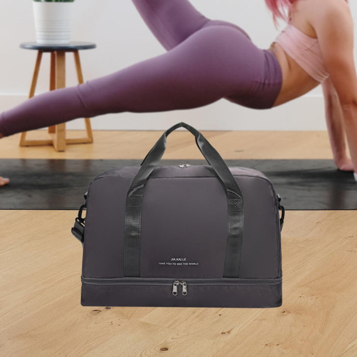 Gym Bag Luggage Bag with Shoe Compartment Tote Bag Handbag Travel Duffel Bag Gray