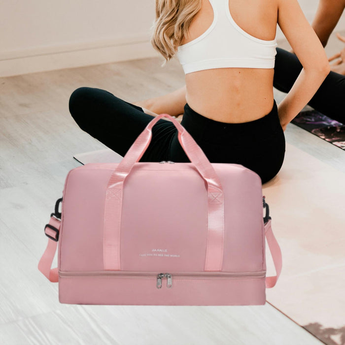 Gym Bag Luggage Bag with Shoe Compartment Tote Bag Handbag Travel Duffel Bag Pink