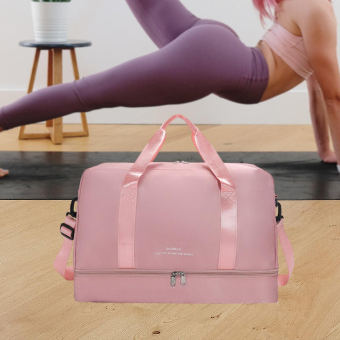 Gym Bag Luggage Bag with Shoe Compartment Tote Bag Handbag Travel Duffel Bag Pink