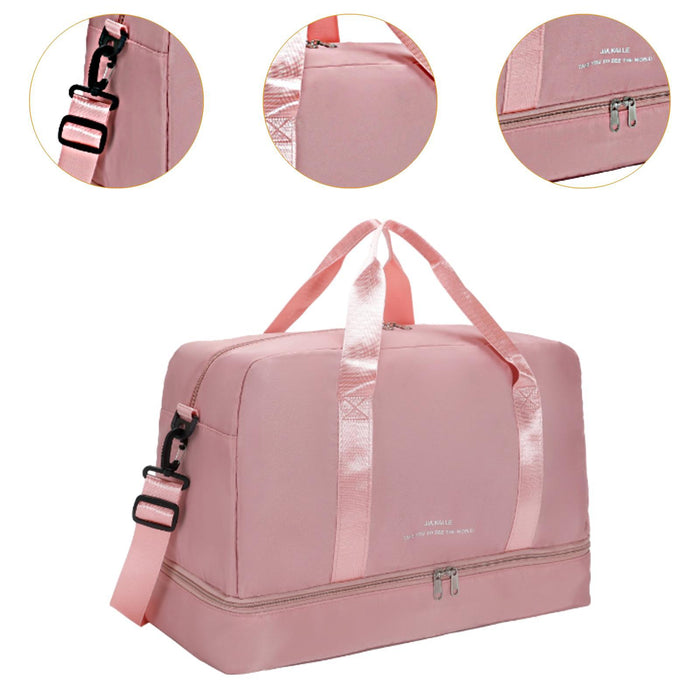 Gym Bag Luggage Bag with Shoe Compartment Tote Bag Handbag Travel Duffel Bag Pink