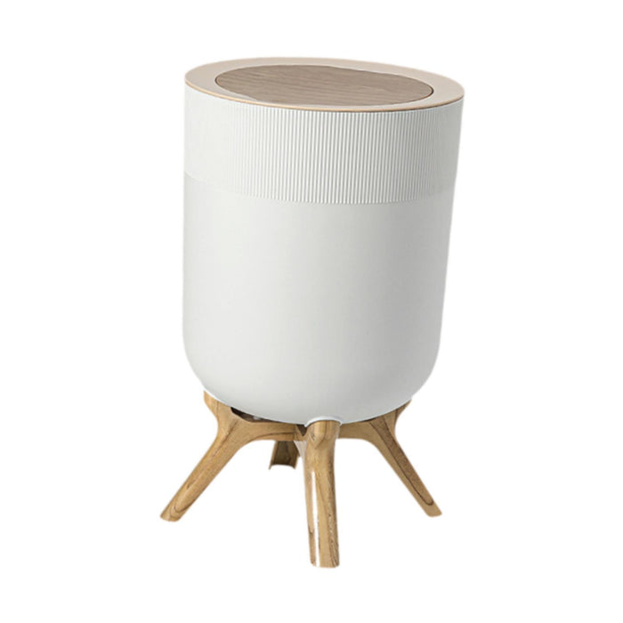 Trash Can with Lid Small Modern Household Paper Basket High Foot Garbage Can White