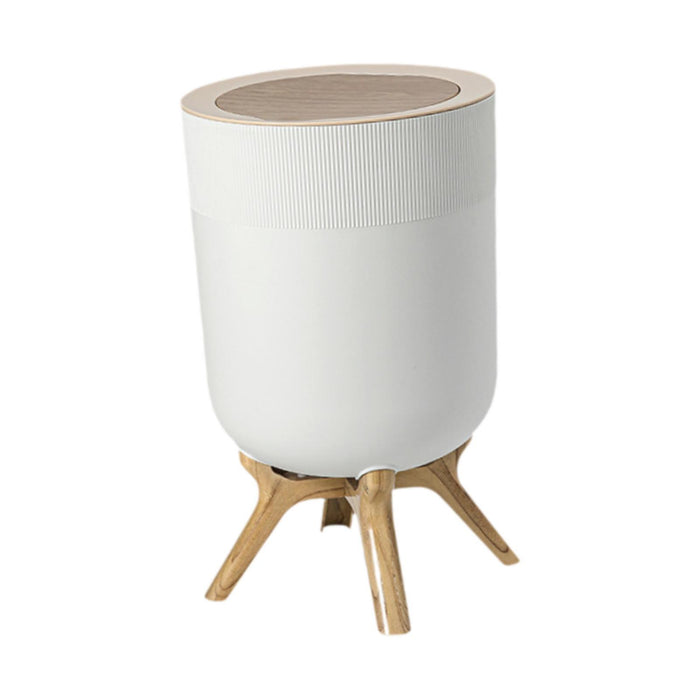 Trash Can with Lid Small Modern Household Paper Basket High Foot Garbage Can White