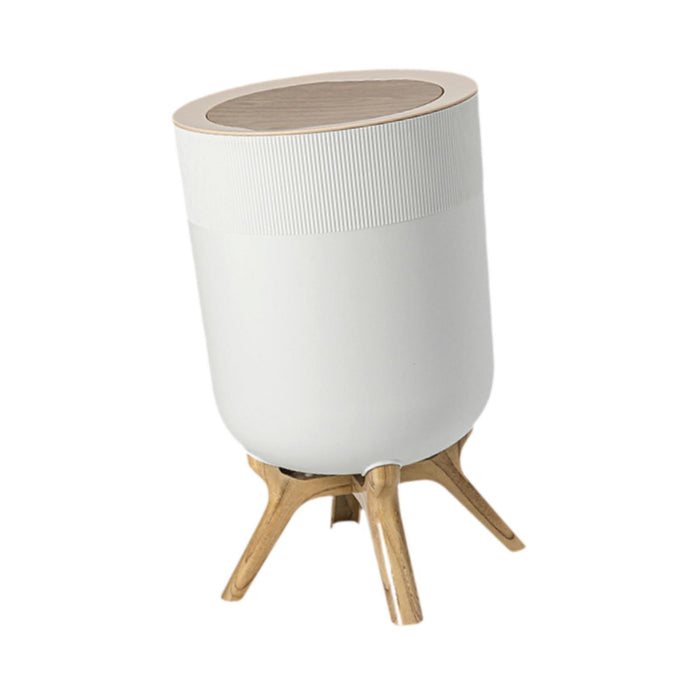 Trash Can with Lid Small Modern Household Paper Basket High Foot Garbage Can White