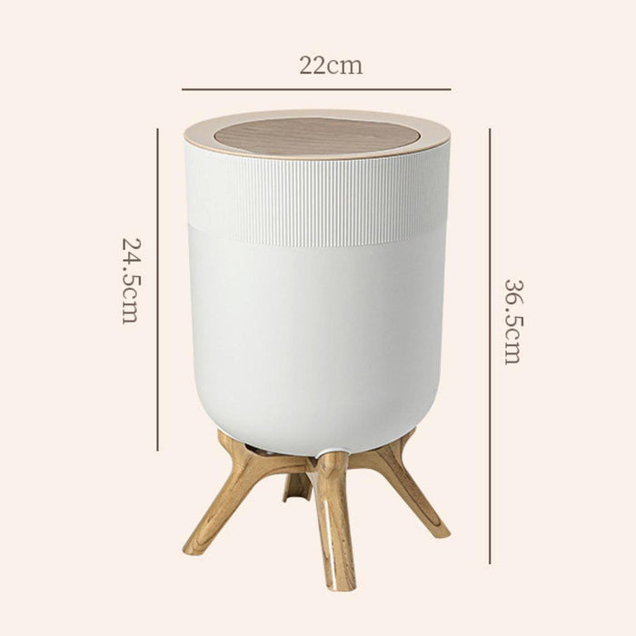 Trash Can with Lid Small Modern Household Paper Basket High Foot Garbage Can White